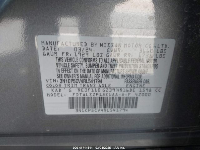 3N1CP5CV4RL541794 Nissan Kicks Sv Xtronic Cvt