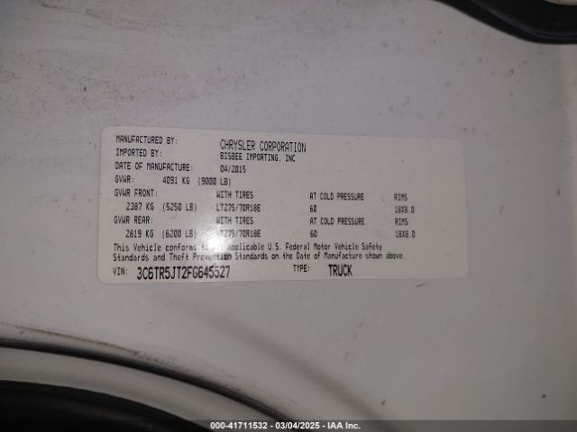 3C6TR5JT2FG645527 RAM 2500 Slt