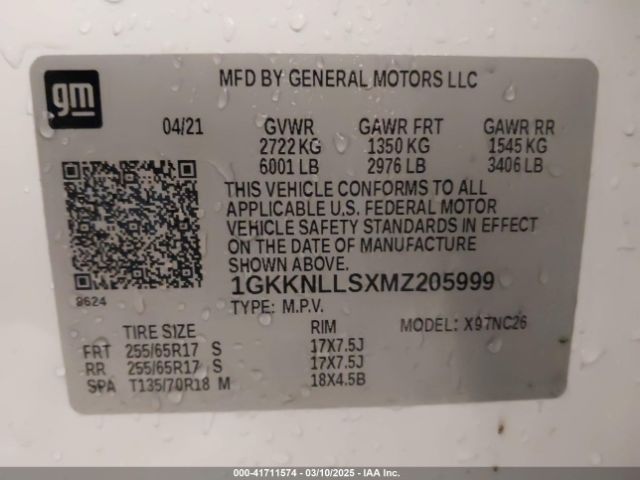 1GKKNLLSXMZ205999 GMC Acadia Awd At4
