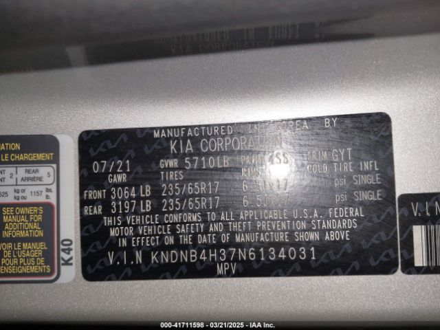 2022 KIA CARNIVAL MPV KNDNB4H37N6134031 Photo 8
