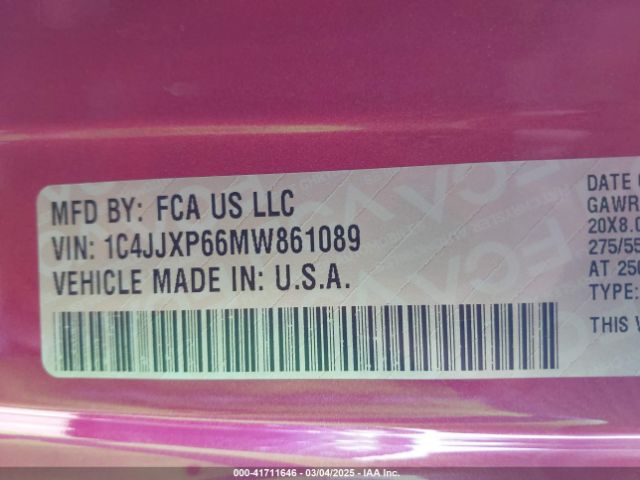 1C4JJXP66MW861089 Jeep Wrangler 4xe Unlimited Sahara 4x4