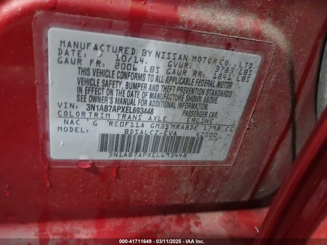 Nissan SENTRA S 2014 3N1AB7APXEL693448 Image 9