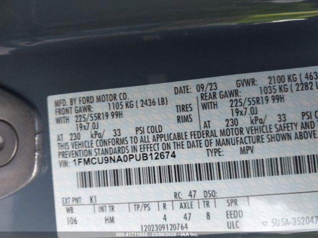1FMCU9NA0PUB12674 Ford Escape St-line Select