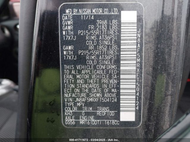 JN8AF5MRXFT504124 Nissan JUKE S