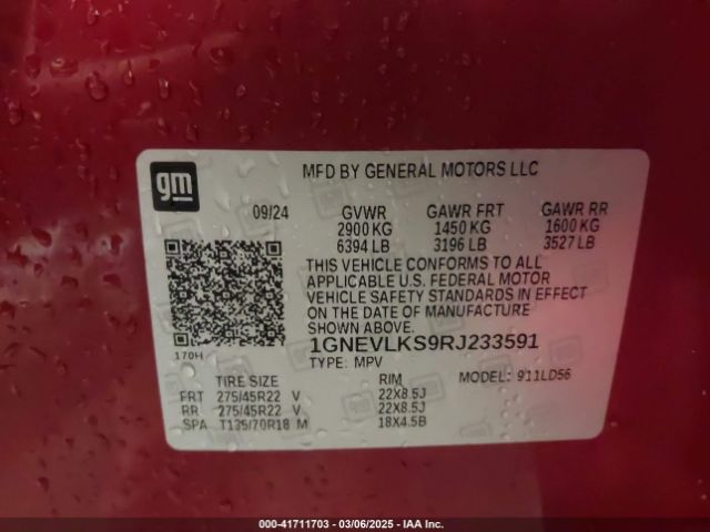 1GNEVLKS9RJ233591 Chevrolet Traverse Awd Rs
