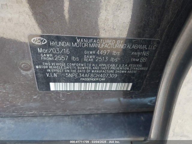 5NPE34AF8GH407309 Hyundai Sonata Limited