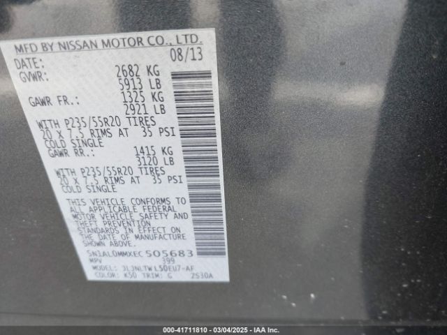 5N1AL0MMXEC505683 Infiniti QX60