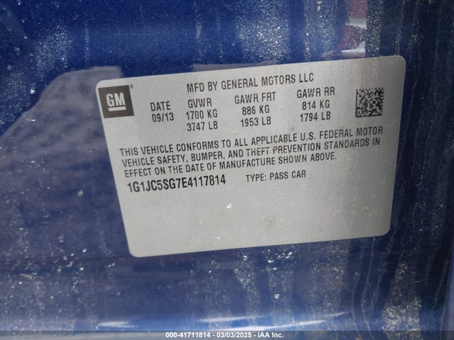 1G1JC5SG7E4117814 Chevrolet Sonic Lt Auto
