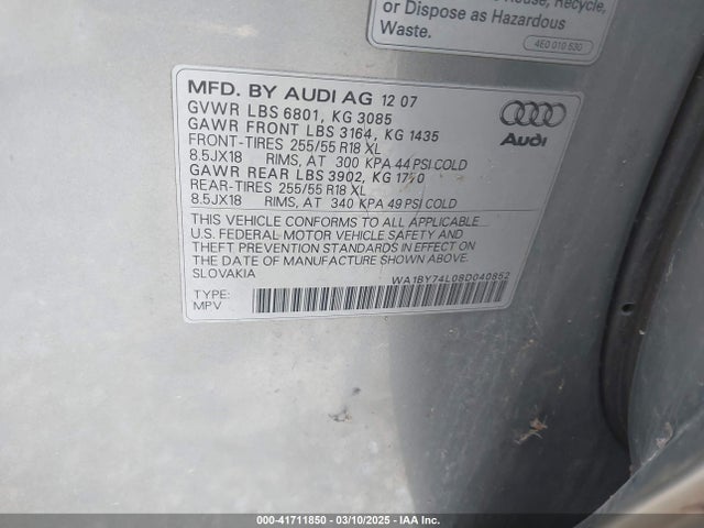 2008 AUDI Q7 WA1BY74L08D040852 Photo 8