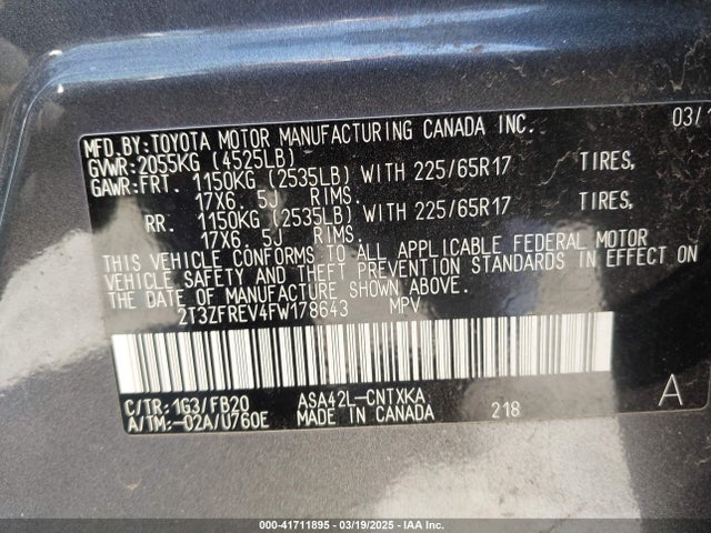 Toyota RAV4 LE 2015 2T3ZFREV4FW178643 Image 9