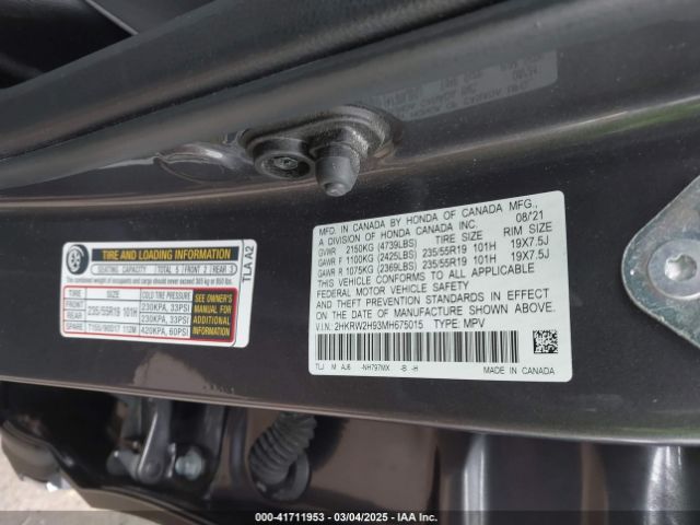 2HKRW2H93MH675015 Honda Cr-v Awd Touring