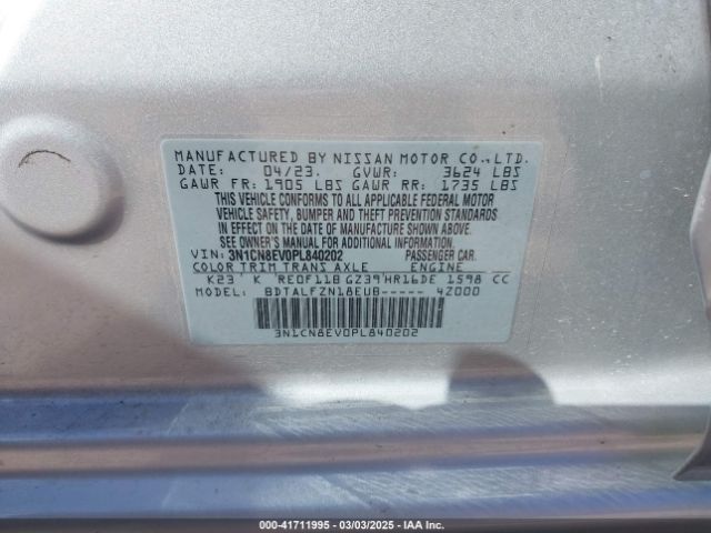 3N1CN8EV0PL840202 Nissan Versa 1.6 Sv Xtronic Cvt