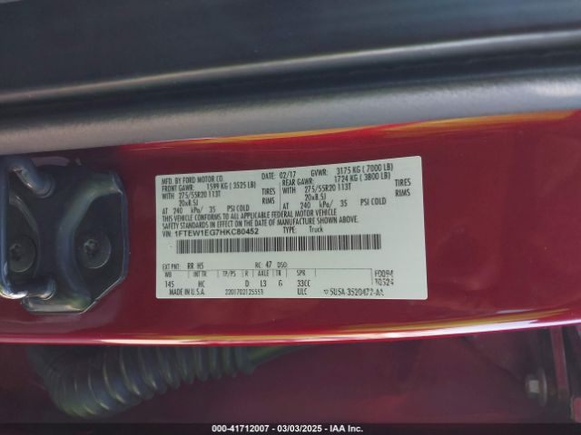 1FTEW1EG7HKC80452 Ford F-150 Lariat