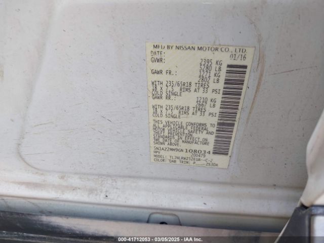 5N1AZ2MH9GN108034 Nissan MURANO SL