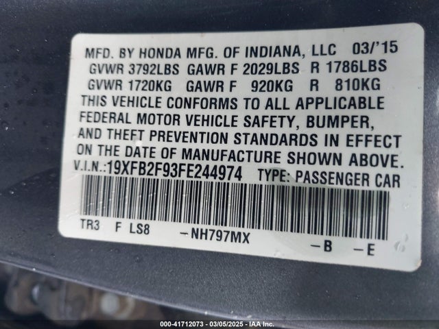 Honda Civic Ex-l 2015 19XFB2F93FE244974 Image 9