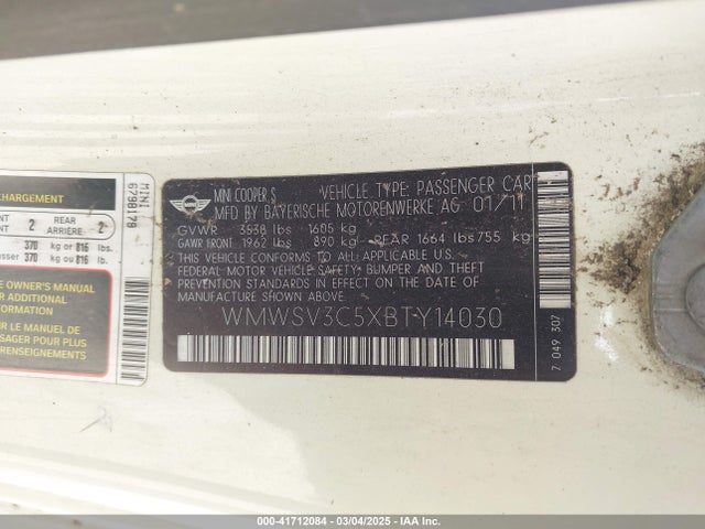 2011 MINI COOPER S WMWSV3C5XBTY14030 Photo 8