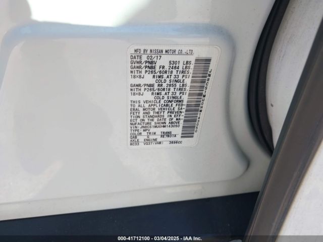 JN8CS1MU0HM143050 Infiniti QX70