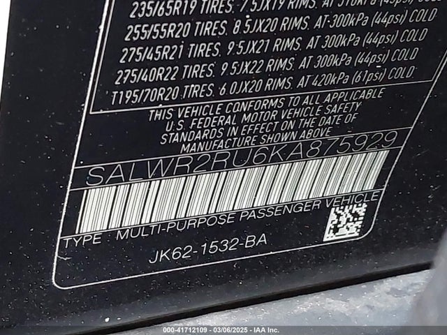 SALWR2RU6KA875929 Land Rover aj20p6
