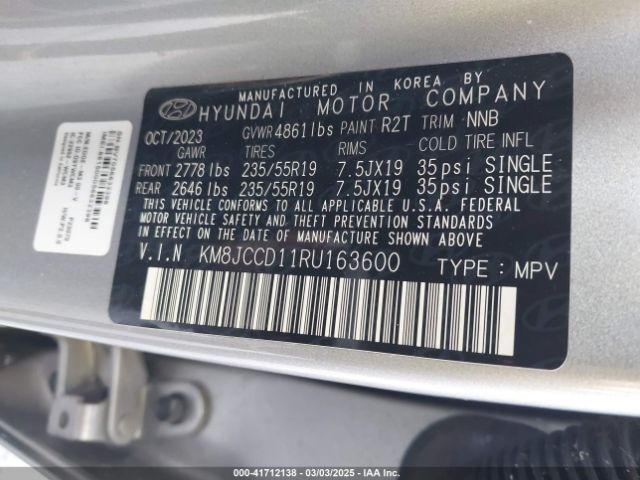 KM8JCCD11RU163600 Hyundai Tucson Hybrid Sel Convenience