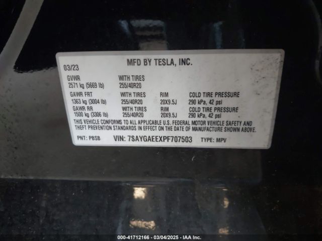 7SAYGAEEXPF707503 Tesla Model Y Awd/long Range Dual Motor All-wheel Drive