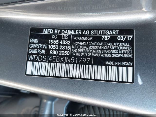 WDDSJ4EBXJN517971 Mercedes-Benz CLA 250