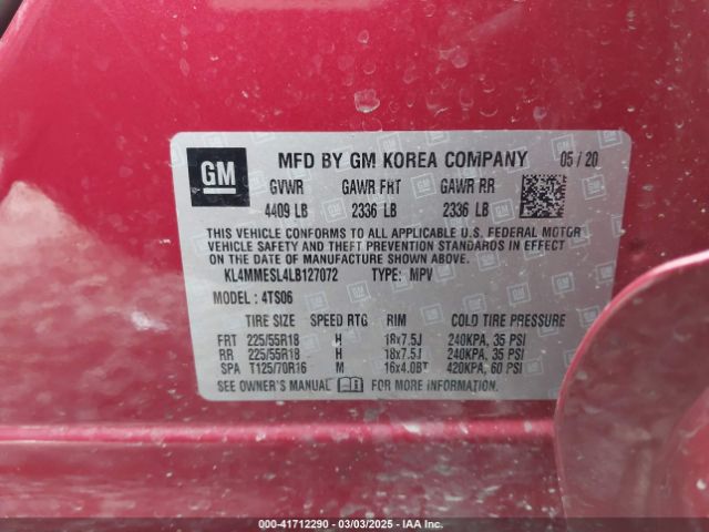 KL4MMESL4LB127072 Buick Encore Gx Awd Select