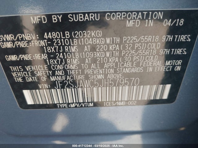 JF2SJAWC5JH579570 Subaru Forester 2.5i Touring