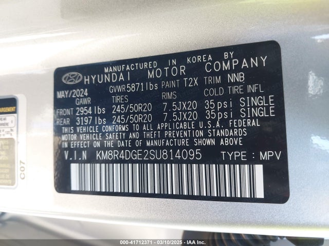 KM8R4DGE2SU814095 Hyundai Palisade Sel Premium