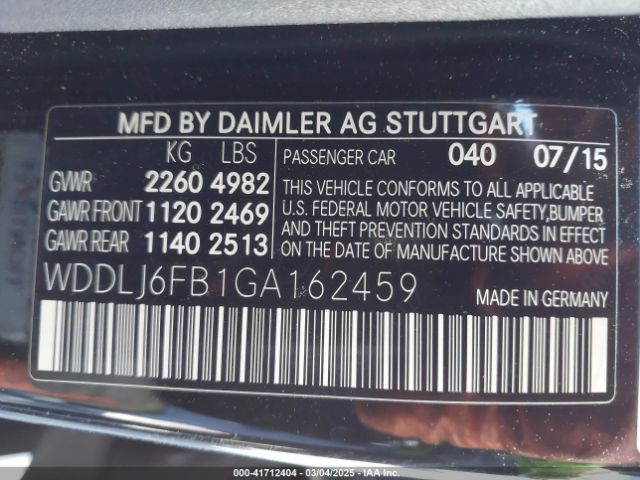 WDDLJ6FB1GA162459 Mercedes-Benz Cls 400