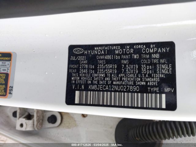 KM8JECA12NU027890 Hyundai Tucson Hybrid Limited