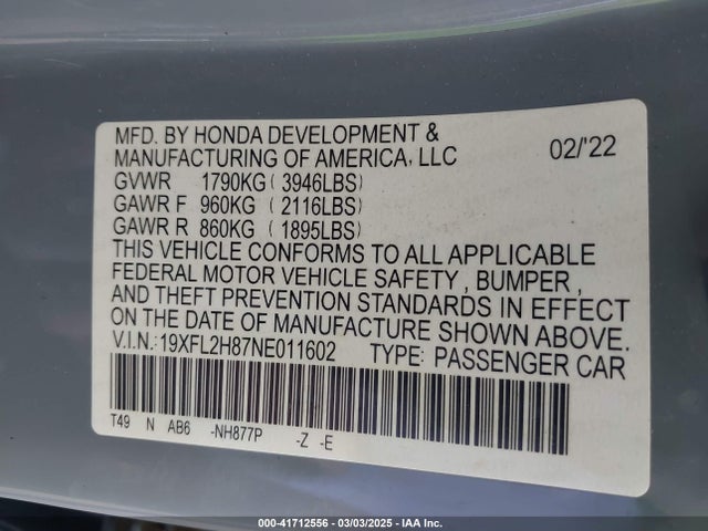 Honda Civic Sport 2022 19XFL2H87NE011602 Image 9