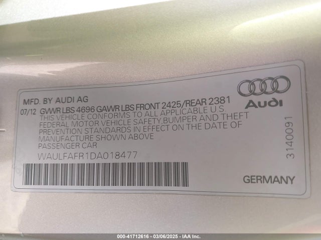2013 AUDI A5 WAULFAFR1DA018477 Photo 8