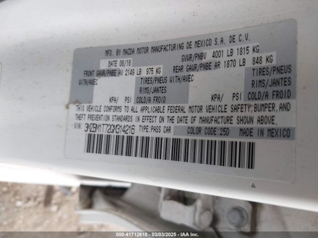3MZBM1T72GM314216 Mazda Mazda3 I Sport