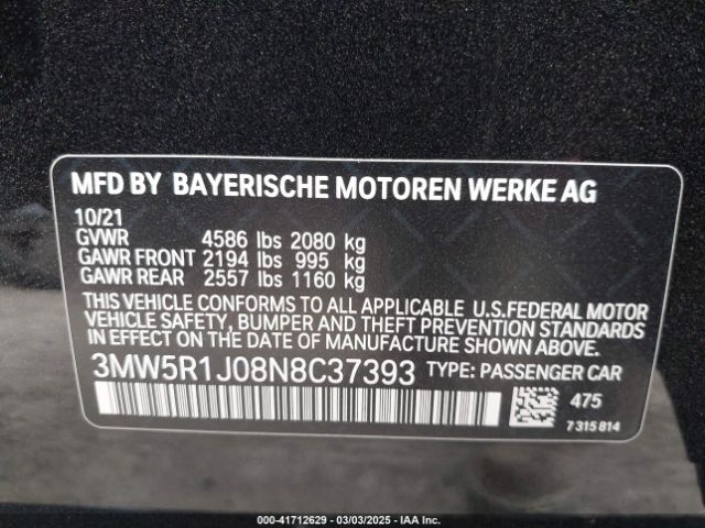 3MW5R1J08N8C37393 BMW 330I