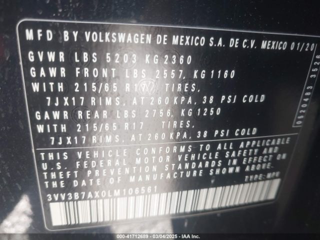 2020 VOLKSWAGEN TIGUAN 3VV3B7AX0LM106561 Photo 8