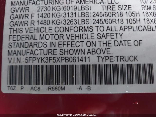 5FPYK3F5XPB061411 Honda Ridgeline Rtl
