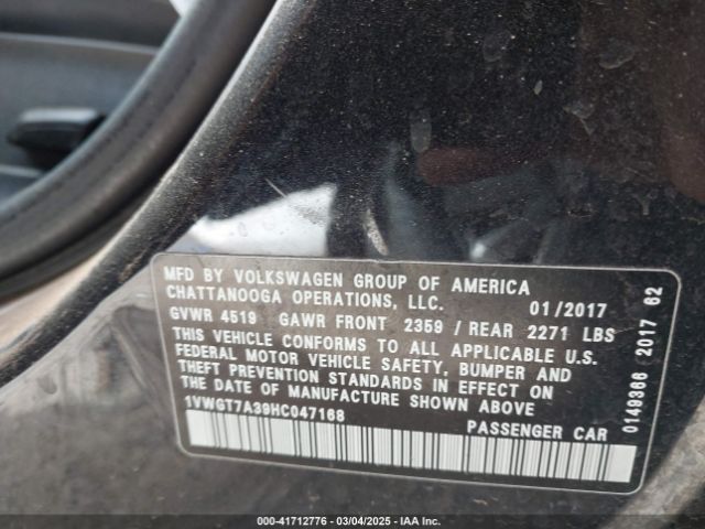 1VWGT7A39HC047168 Volkswagen Passat 1.8t Se