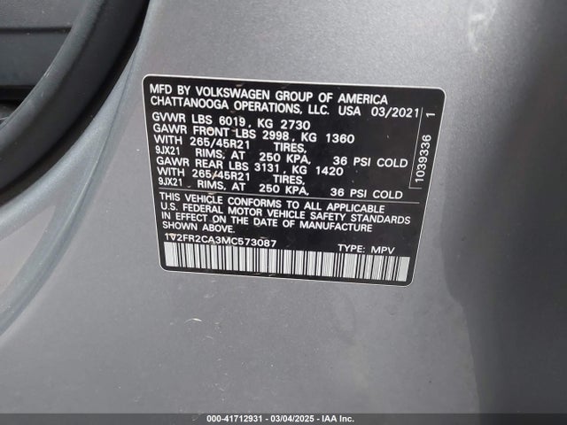 Volkswagen 3.6 fsi 2021 1V2FR2CA3MC573087 Image 9