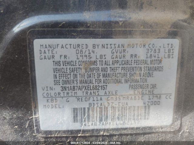 3N1AB7APXEL682157 Nissan SENTRA SV