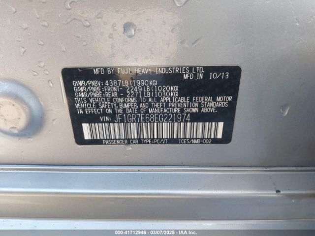 2014 SUBARU IMPREZA WRX JF1GR7E68EG221974 Photo 8