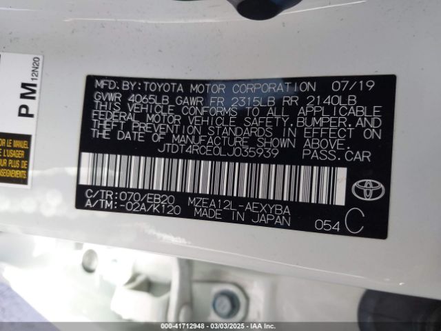 JTDT4RCE0LJ035939 Toyota Corolla Xse