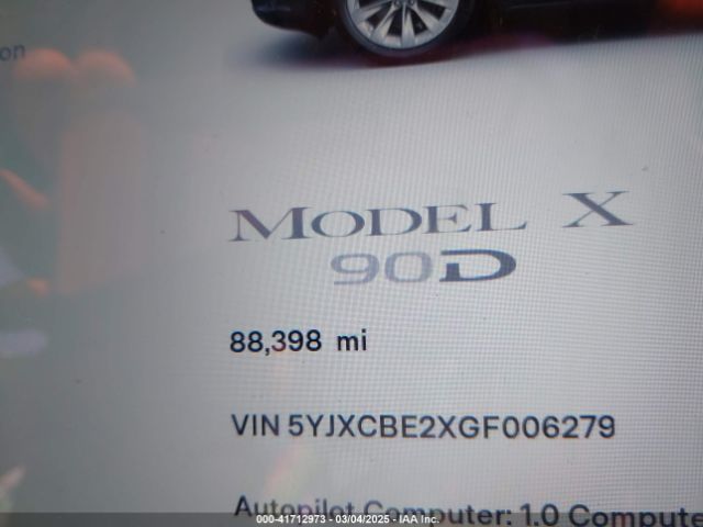 5YJXCBE2XGF006279 Tesla Model X 60d/70d/75d/90d/p100d