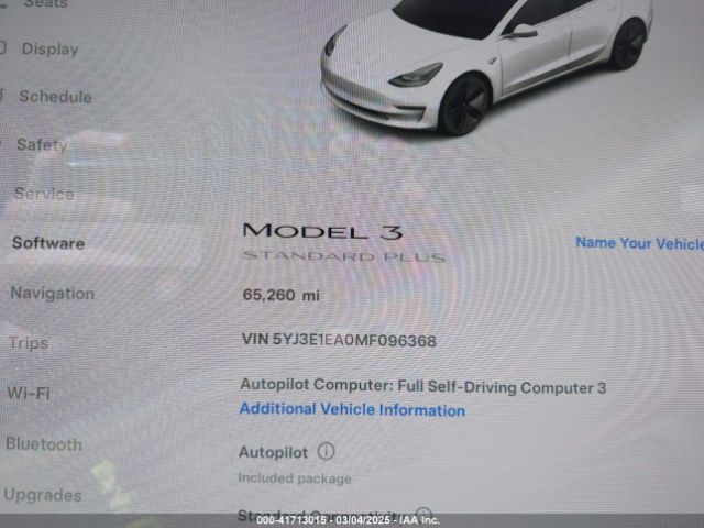 5YJ3E1EA0MF096368 Tesla Model 3 Standard Range Plus Rear-wheel Drive