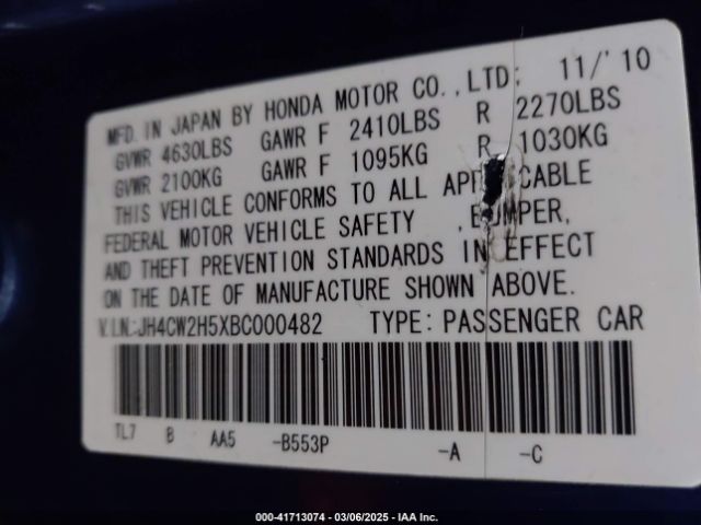 2011 ACURA TSX JH4CW2H5XBC000482 Photo 8