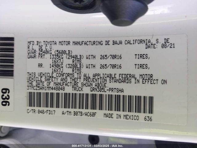 3TMCZ5AN1MM448048 Toyota Tacoma Trd Off-road
