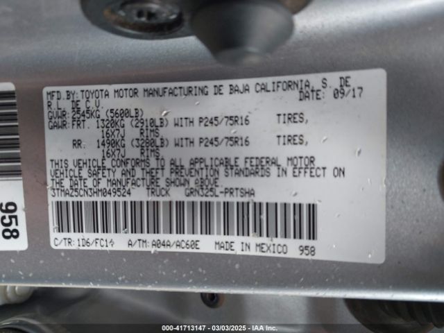 3TMAZ5CN3HM049524 Toyota 2gr-fks