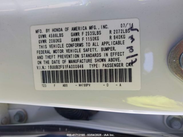 19UUB2F51FA000846 Acura Tlx V6 Tech