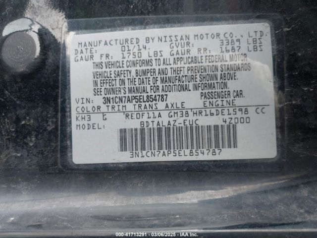 3N1CN7AP5EL854787 Nissan Versa 1.6 S+