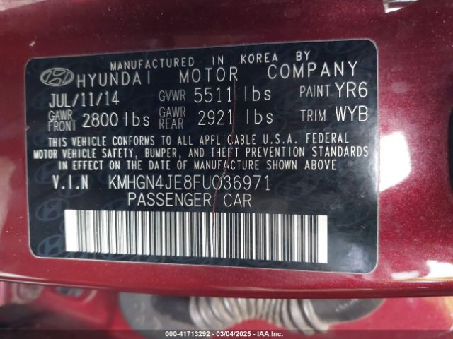 KMHGN4JE8FU036971 Hyundai Genesis 3.8