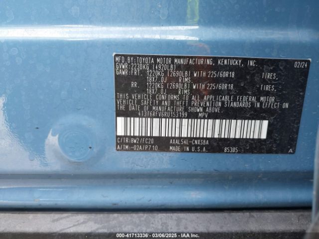 4T3T6RFV6RU153199 Toyota Rav4 Hybrid Se